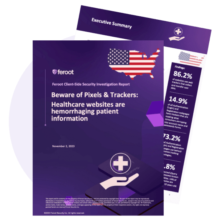 A purple document with text and a flag