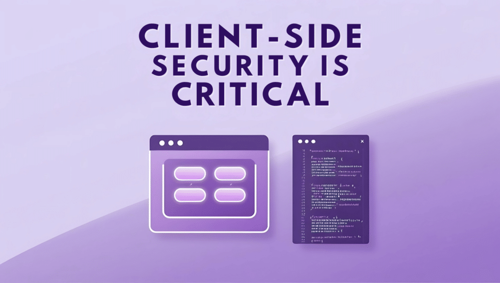 Illustration of a glowing browser interface and a code editor window below bold text that reads “Browser-Based Security is Critical,” set against a soft purple gradient background.